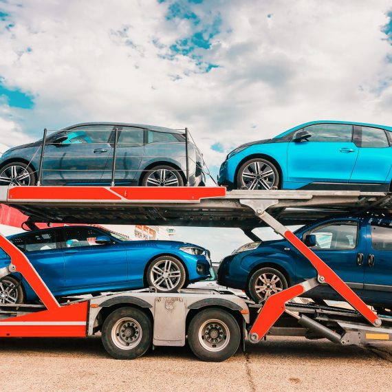 Car transporter in port of Cagliari Sardinia Island Italy